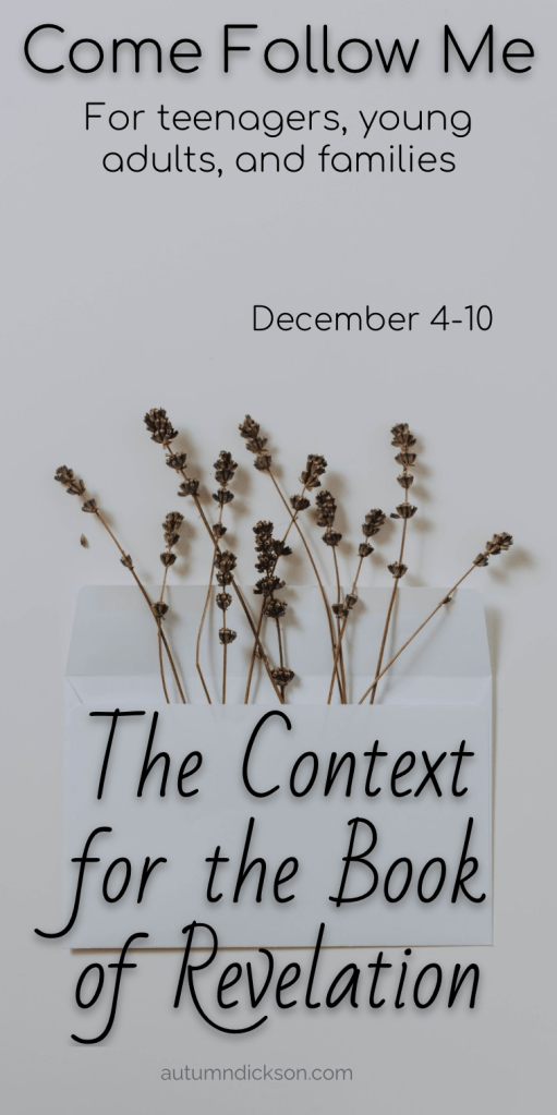 The Book of Revelation can be an intimidating one, no doubt. However, if we can grasp the context in which it was given, we will feel far more motivated to study it and we will be able to find ourselves in the message.